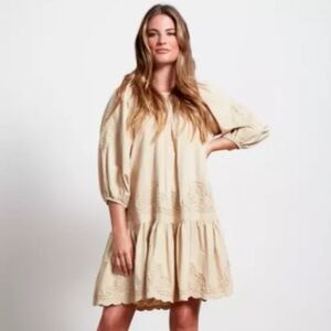 0039 Italy mable dress flex embroidered sz xxs cotton beach lawn party shower